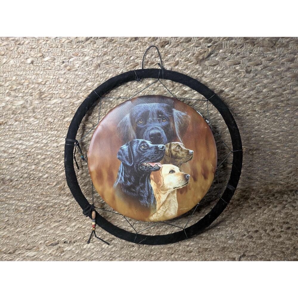 Hidden Labs Dogs Pets Canvas Dream Catcher Wall Hanging Home Decor 17.5"